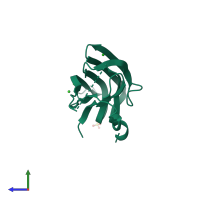 PDB entry 2xdh coloured by chain, side view.