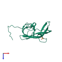 PDB entry 2xdp coloured by chain, top view.