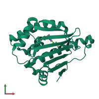 PDB entry 2xds coloured by chain, front view.