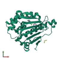 PDB entry 2xdu coloured by chain, front view.