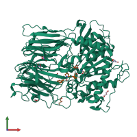 PDB entry 2xdw coloured by chain, front view.