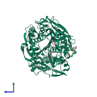 PDB entry 2xdw coloured by chain, side view.