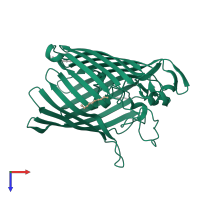 PDB entry 2xe1 coloured by chain, top view.