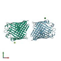 PDB entry 2xe3 coloured by chain, front view.