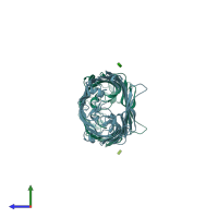 PDB entry 2xe3 coloured by chain, side view.