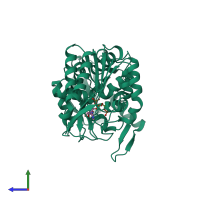 PDB entry 2xe7 coloured by chain, side view.