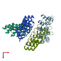 PDB entry 2xee coloured by chain, top view.
