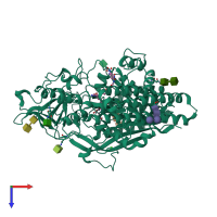 PDB entry 2xeg coloured by chain, top view.