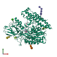 PDB entry 2xej coloured by chain, front view.