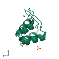 PDB entry 2xen coloured by chain, side view.