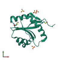 PDB entry 2xf1 coloured by chain, front view.
