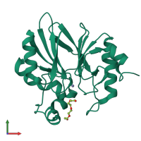 PDB entry 2xf4 coloured by chain, front view.