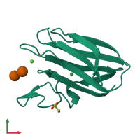 PDB entry 2xfd coloured by chain, front view.