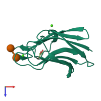 PDB entry 2xfd coloured by chain, top view.