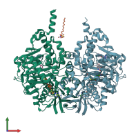 PDB entry 2xfp coloured by chain, front view.