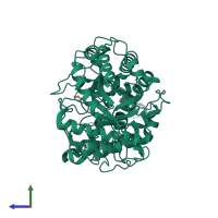 Monomeric assembly 1 of PDB entry 2xfr coloured by chemically distinct molecules, side view.