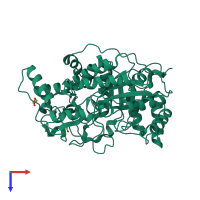 Monomeric assembly 1 of PDB entry 2xfr coloured by chemically distinct molecules, top view.