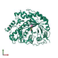 PDB entry 2xg9 coloured by chain, front view.
