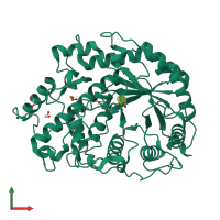 PDB entry 2xgb coloured by chain, front view.