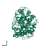 PDB entry 2xgb coloured by chain, side view.