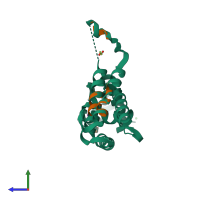 PDB entry 2xge coloured by chain, side view.