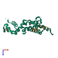 PDB entry 2xge coloured by chain, top view.