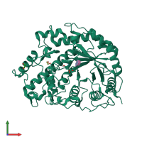 PDB entry 2xgi coloured by chain, front view.