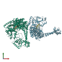 PDB entry 2xgj coloured by chain, front view.