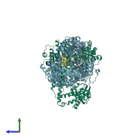 PDB entry 2xgj coloured by chain, side view.