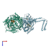PDB entry 2xgj coloured by chain, top view.