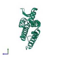 PDB entry 2xgv coloured by chain, side view.