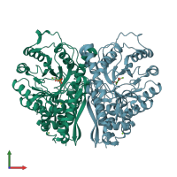 PDB entry 2xgz coloured by chain, front view.