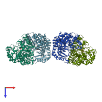 PDB entry 2xh0 coloured by chain, top view.