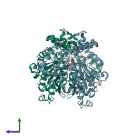 PDB entry 2xh1 coloured by chain, side view.