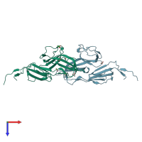 PDB entry 2xha coloured by chain, top view.