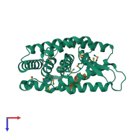 PDB entry 2xhs coloured by chain, top view.