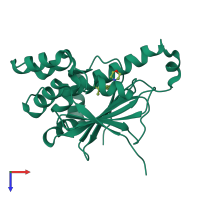 PDB entry 2xht coloured by chain, top view.