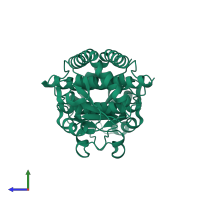 Homo dimeric assembly 2 of PDB entry 2xhz coloured by chemically distinct molecules, side view.