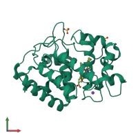 PDB entry 2xi6 coloured by chain, front view.