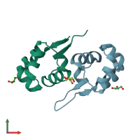 PDB entry 2xi8 coloured by chain, front view.