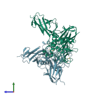 PDB entry 2xic coloured by chain, side view.