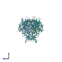 PDB entry 2xii coloured by chain, side view.