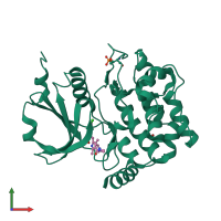 PDB entry 2xik coloured by chain, front view.