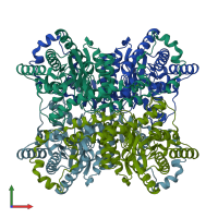 PDB entry 2xim coloured by chain, front view.