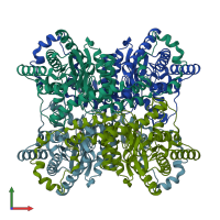 PDB entry 2xin coloured by chain, front view.