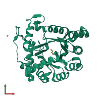 PDB entry 2xio coloured by chain, front view.