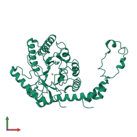 PDB entry 2xis coloured by chain, front view.