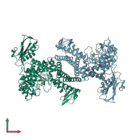 PDB entry 2xj7 coloured by chain, front view.