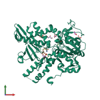 PDB entry 2xjd coloured by chain, front view.