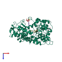 PDB entry 2xje coloured by chain, top view.